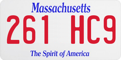 MA license plate 261HC9
