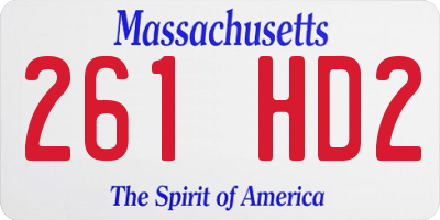 MA license plate 261HD2