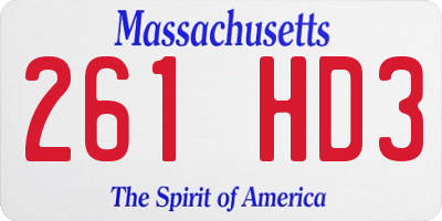 MA license plate 261HD3