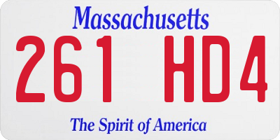 MA license plate 261HD4