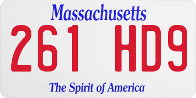 MA license plate 261HD9