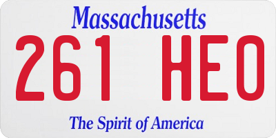 MA license plate 261HE0