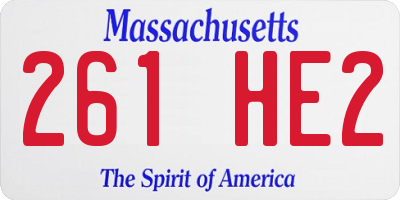 MA license plate 261HE2