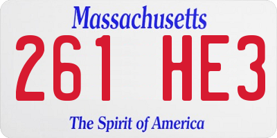 MA license plate 261HE3