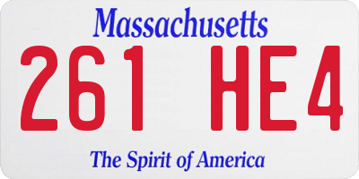 MA license plate 261HE4
