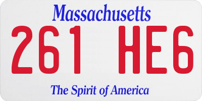 MA license plate 261HE6