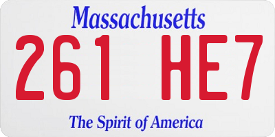 MA license plate 261HE7
