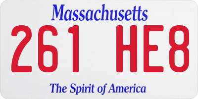 MA license plate 261HE8