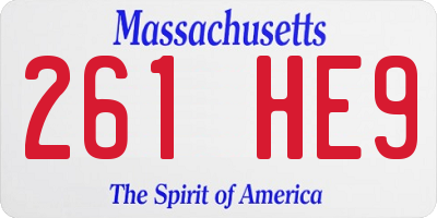 MA license plate 261HE9