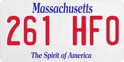MA license plate 261HF0