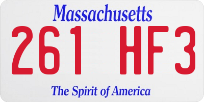 MA license plate 261HF3