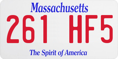 MA license plate 261HF5