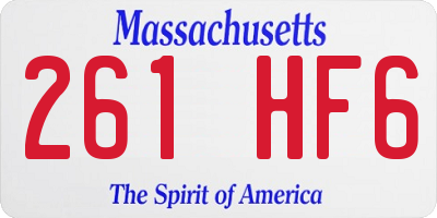 MA license plate 261HF6