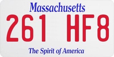 MA license plate 261HF8