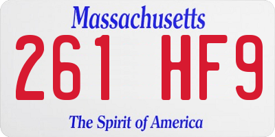 MA license plate 261HF9