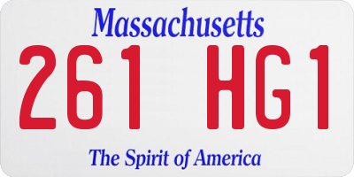 MA license plate 261HG1