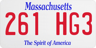 MA license plate 261HG3