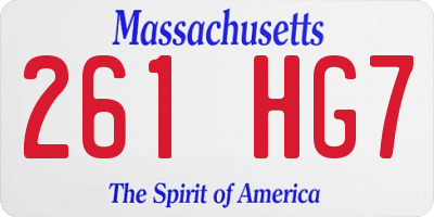 MA license plate 261HG7