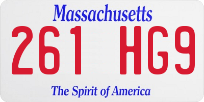 MA license plate 261HG9
