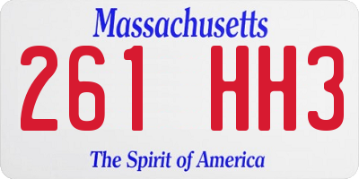 MA license plate 261HH3