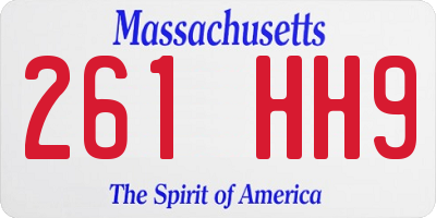 MA license plate 261HH9