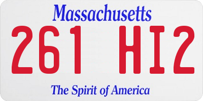MA license plate 261HI2