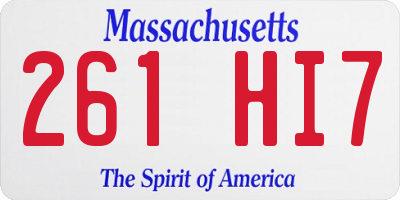 MA license plate 261HI7