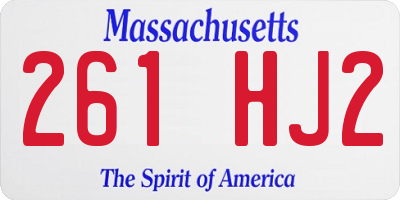 MA license plate 261HJ2