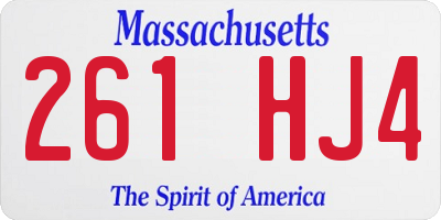 MA license plate 261HJ4
