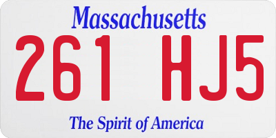 MA license plate 261HJ5