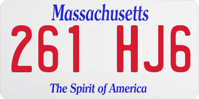 MA license plate 261HJ6