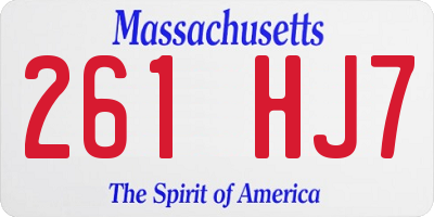 MA license plate 261HJ7