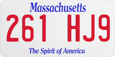 MA license plate 261HJ9