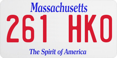 MA license plate 261HK0