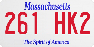 MA license plate 261HK2