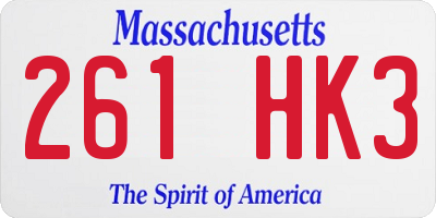 MA license plate 261HK3
