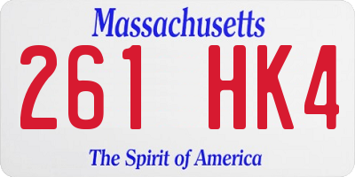 MA license plate 261HK4