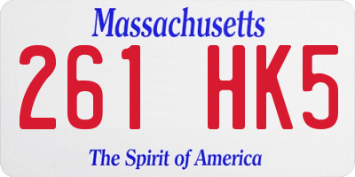 MA license plate 261HK5