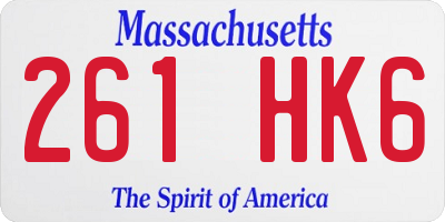 MA license plate 261HK6