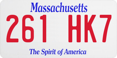 MA license plate 261HK7