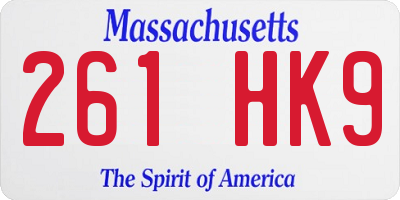 MA license plate 261HK9