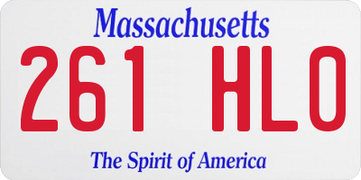 MA license plate 261HL0