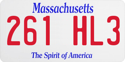 MA license plate 261HL3