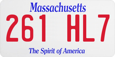 MA license plate 261HL7