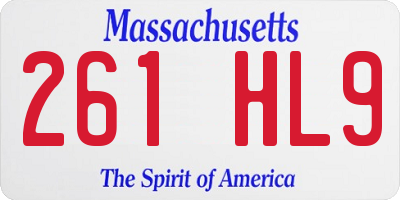 MA license plate 261HL9