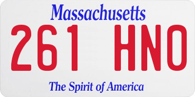 MA license plate 261HN0