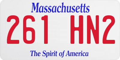 MA license plate 261HN2