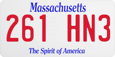 MA license plate 261HN3