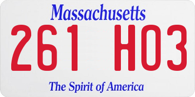 MA license plate 261HO3