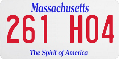 MA license plate 261HO4